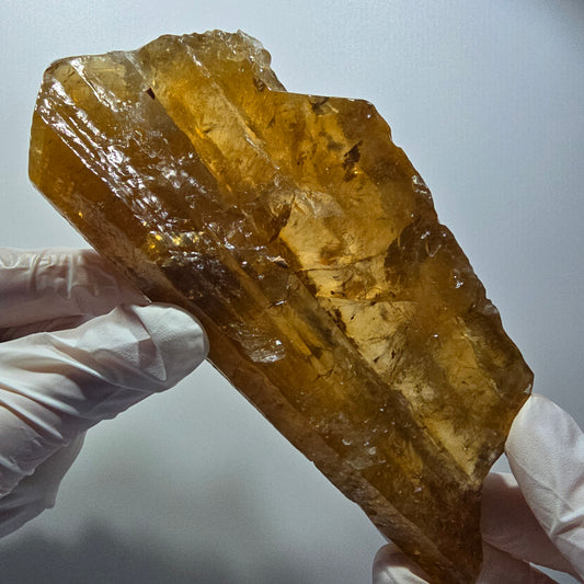 XL Natürlicher Honig Calcit Kristall, gelb orange Erongo, Namibia 144*64*38mm #12564