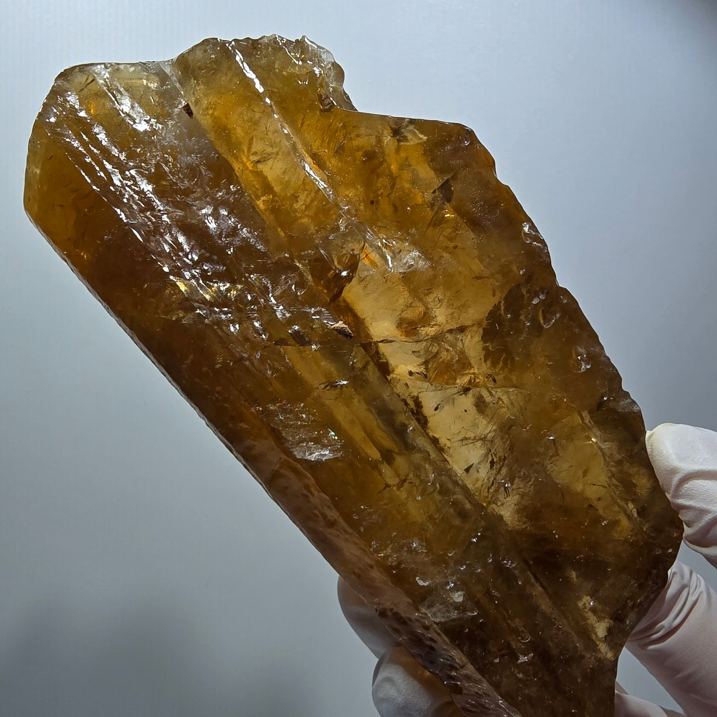 XL Natural Honey Calcite Crystal, Yellow Orange Erongo, Namibia 144*64*38mm #12564