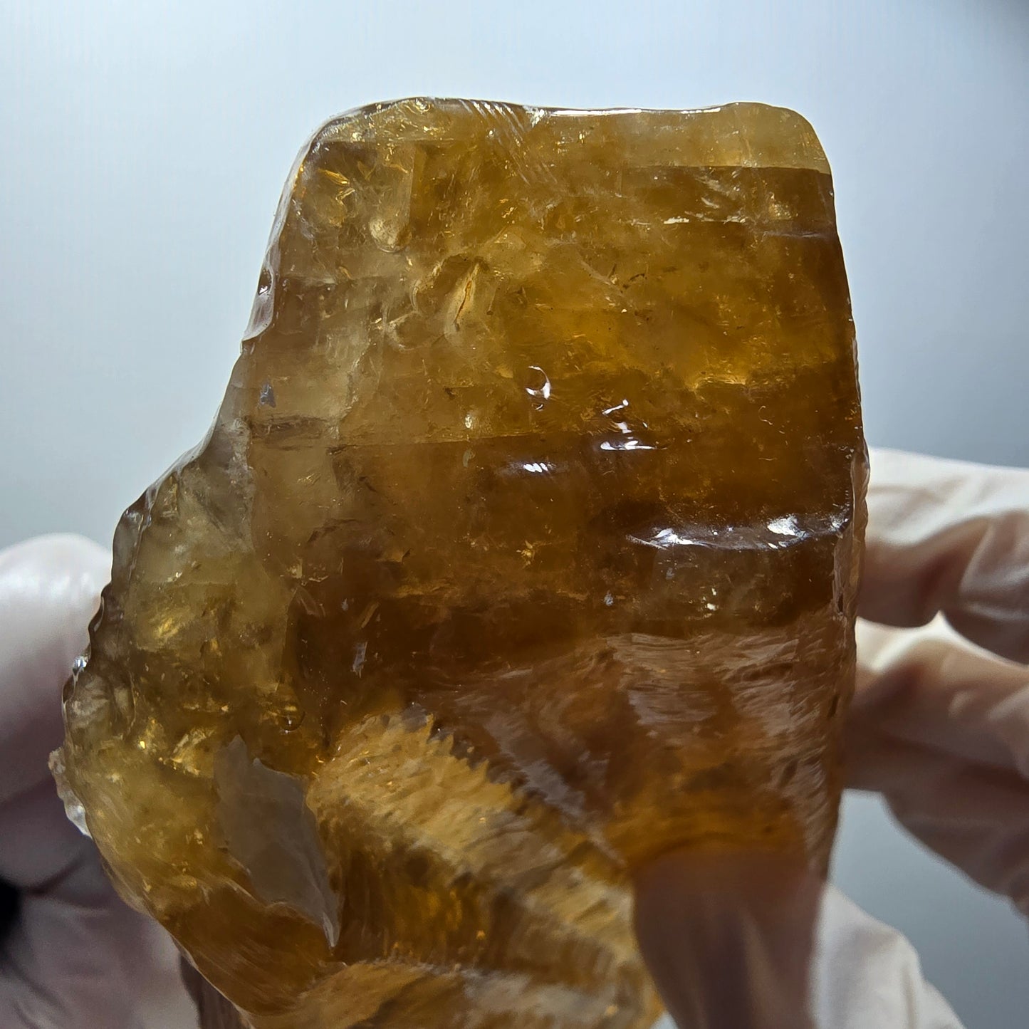XL Natural Honey Calcite Crystal, Yellow Orange Erongo, Namibia 144*64*38mm #12564
