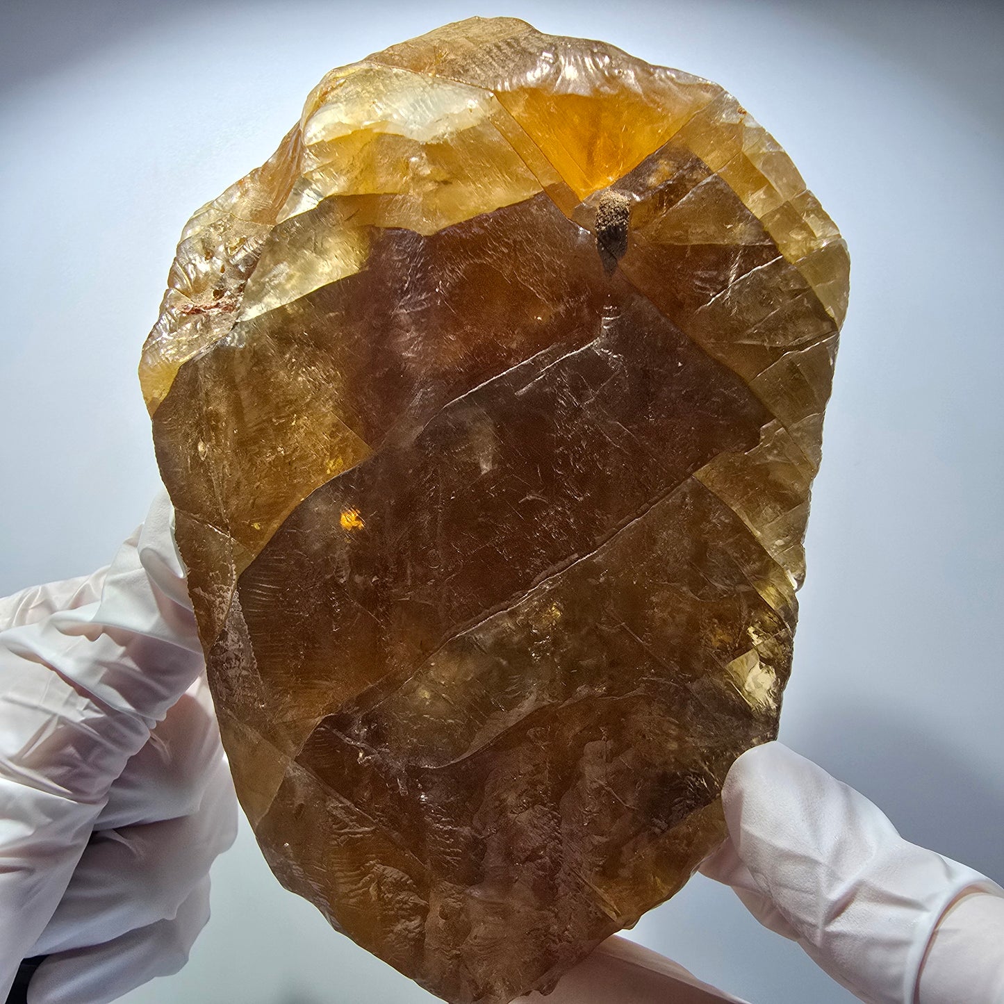 XL Cristal de calcite miel naturel, jaune orangé Erongo, Namibie 151*100*71mm #12566