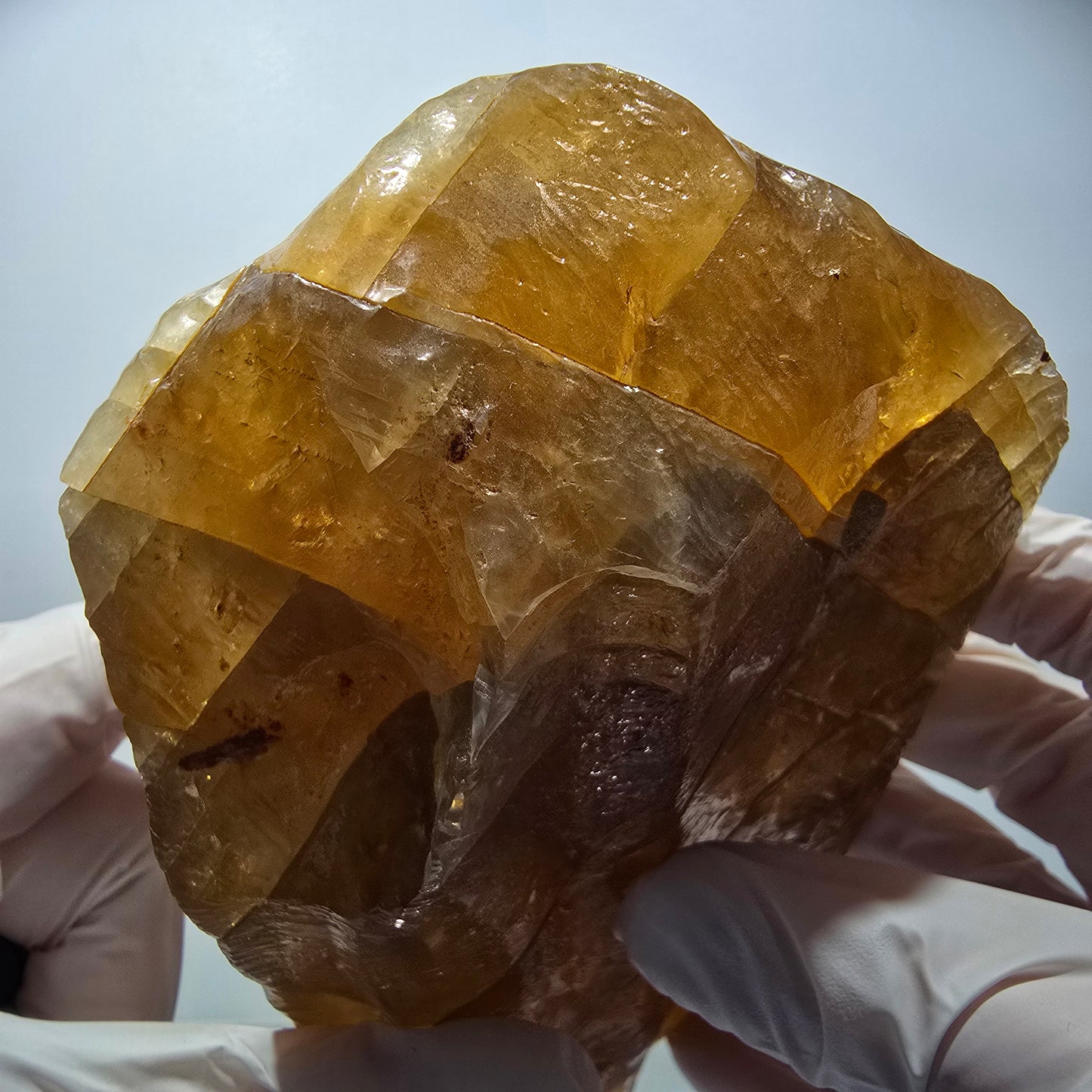 XL Cristal de calcite miel naturel, jaune orangé Erongo, Namibie 151*100*71mm #12566