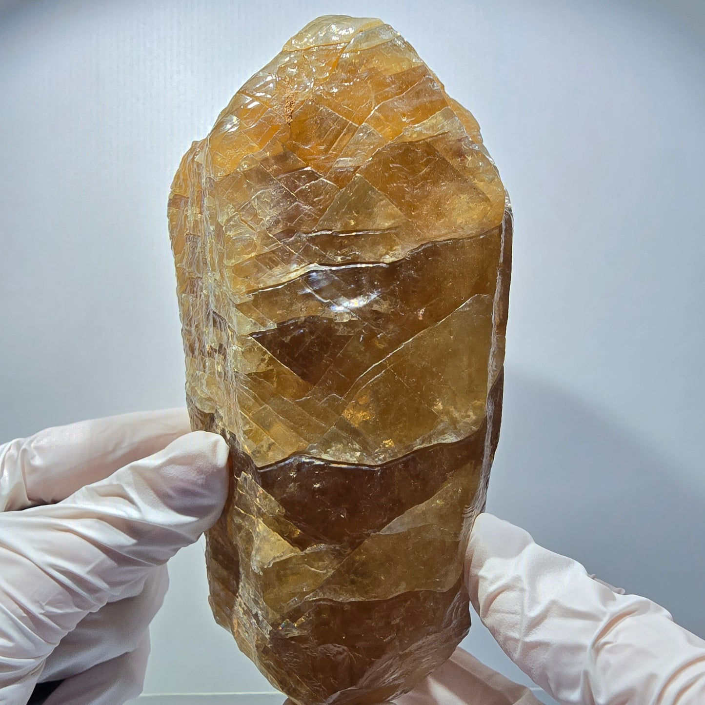 XL Cristal de calcite miel naturel, jaune orangé Erongo, Namibie 151*100*71mm #12566