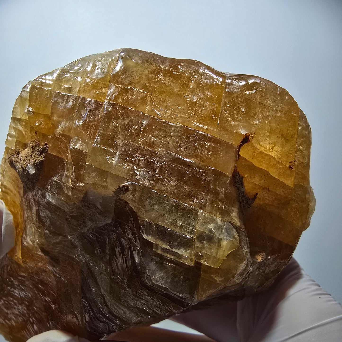 XL Cristal de calcite miel naturel, jaune orangé Erongo, Namibie 151*100*71mm #12566