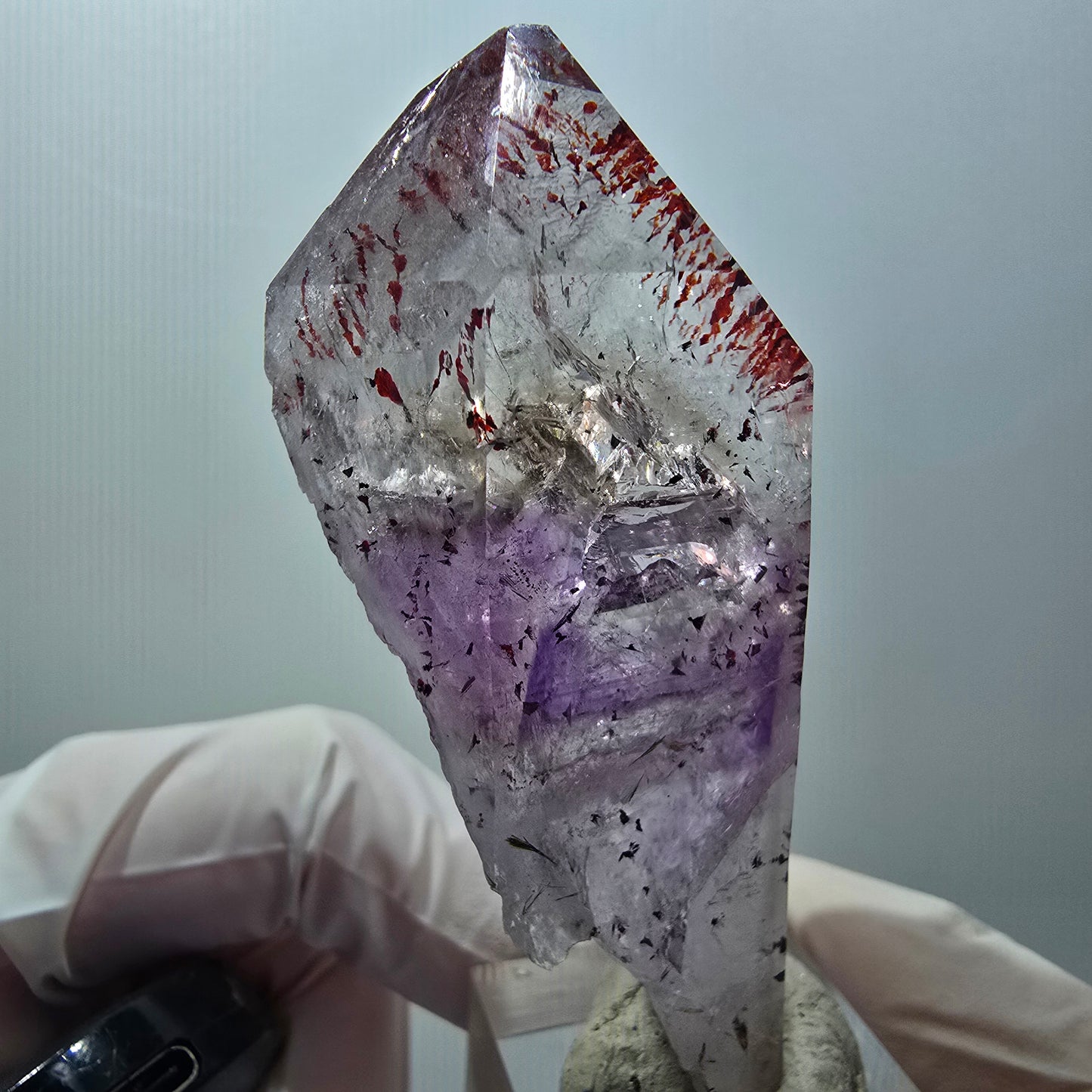 Large Harlequin Phantom Amethyst Skeleton Point Streep Mine Goboboseb Namibia 72*37*22mm #12569