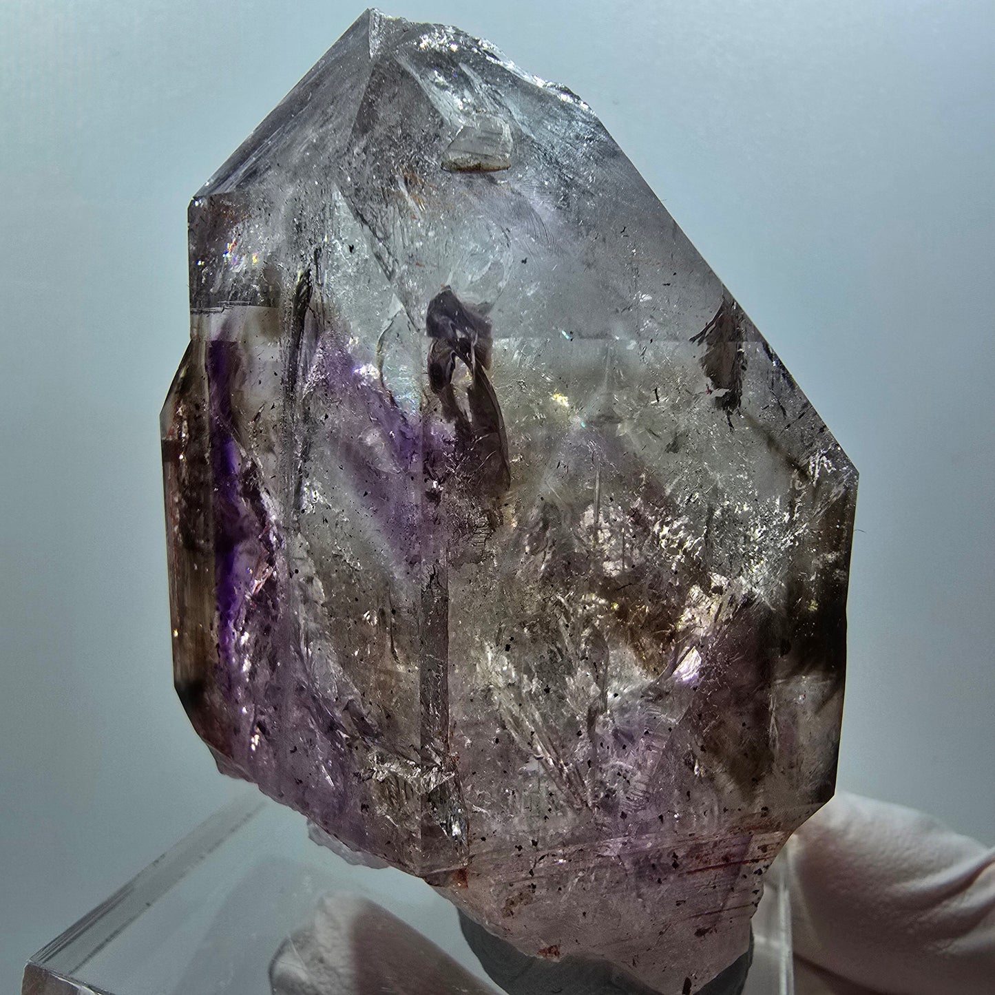Grand sceptre d'améthyste fantôme squelette, mine de Goboboseb en Namibie 66*53*38mm #12579
