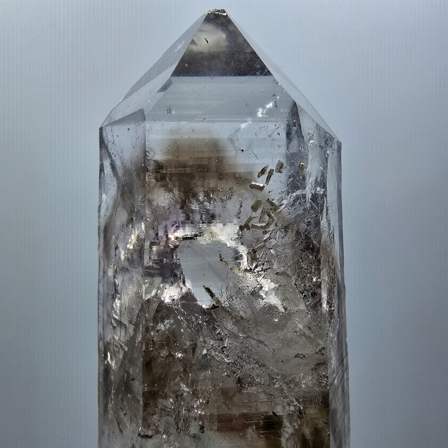 Enhydro Phantom Quartz, Hematite, Epidote, 2x Bubble Streep Mine Gobo. Namibia 81*30*31mm #12582