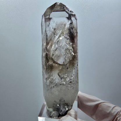 Enhydro Phantom Quartz, Hematite, Epidote, 2x Bubble Streep Mine Gobo. Namibia 81*30*31mm #12582