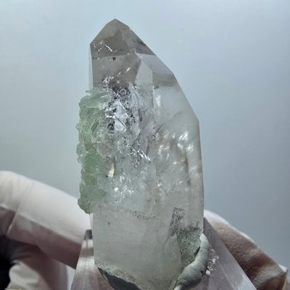 Quartz fumé squelette enhydre, Prehnite 1x bulle mine Streep Gobo. Namibie 44*25*21mm #12583
