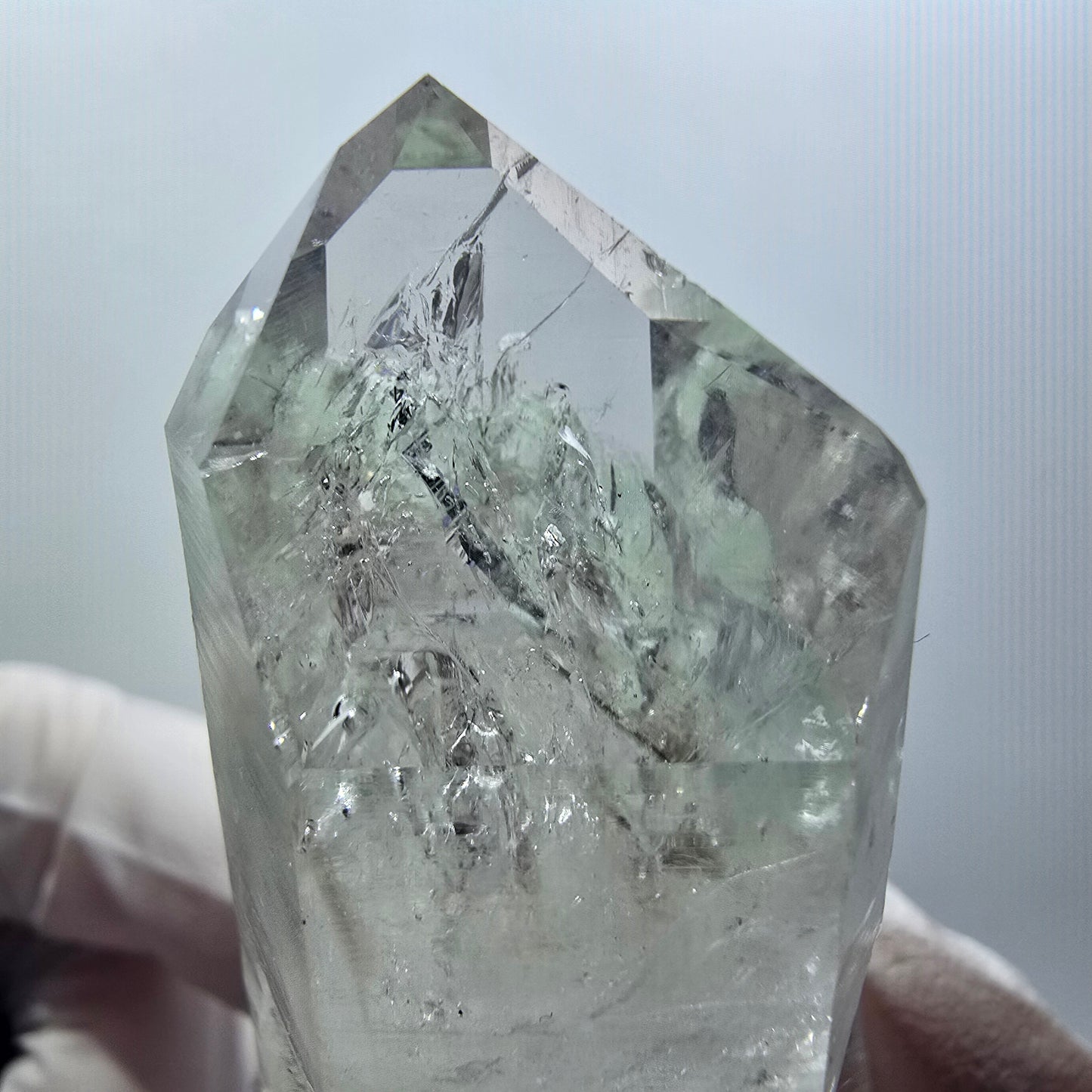 Quartz fumé squelette enhydre, Prehnite 1x bulle mine Streep Gobo. Namibie 44*25*21mm #12583