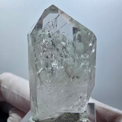 Quartz fumé squelette enhydre, Prehnite 1x bulle mine Streep Gobo. Namibie 44*25*21mm #12583