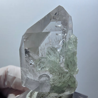 Quartz fumé squelette enhydre, Prehnite 1x bulle mine Streep Gobo. Namibie 44*25*21mm #12583