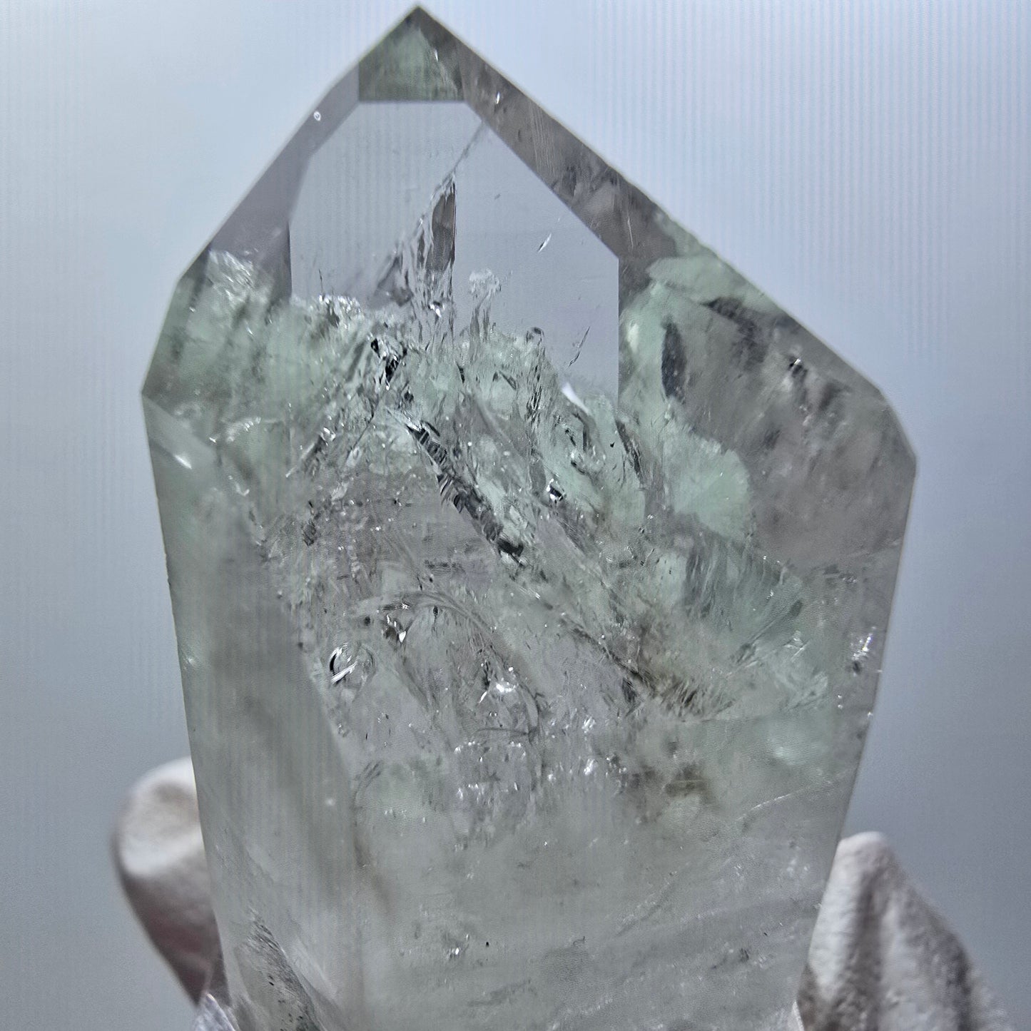 Quartz fumé squelette enhydre, Prehnite 1x bulle mine Streep Gobo. Namibie 44*25*21mm #12583