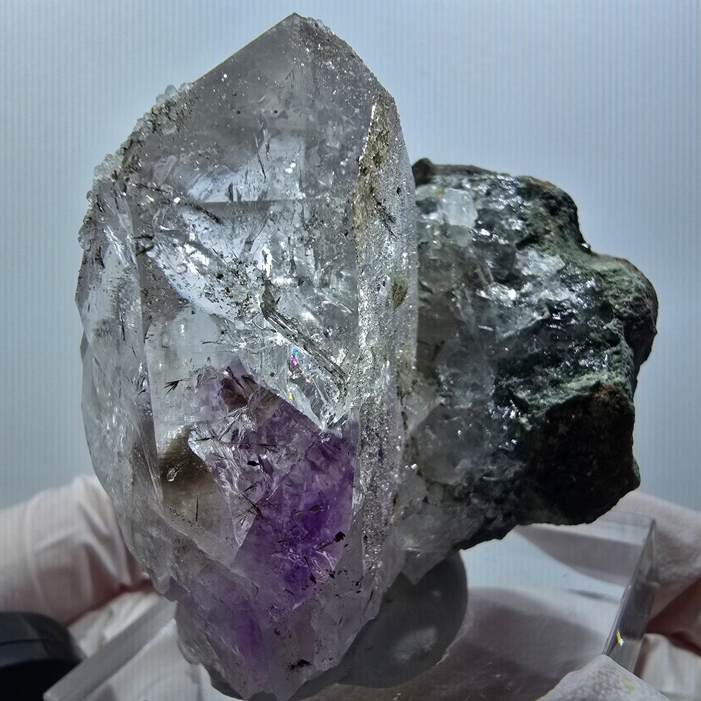Phantom Amethyst mit Analcim, Epidot, Prehnit auf Matrix Streep Mine Namibia 61*50*46mm #12587
