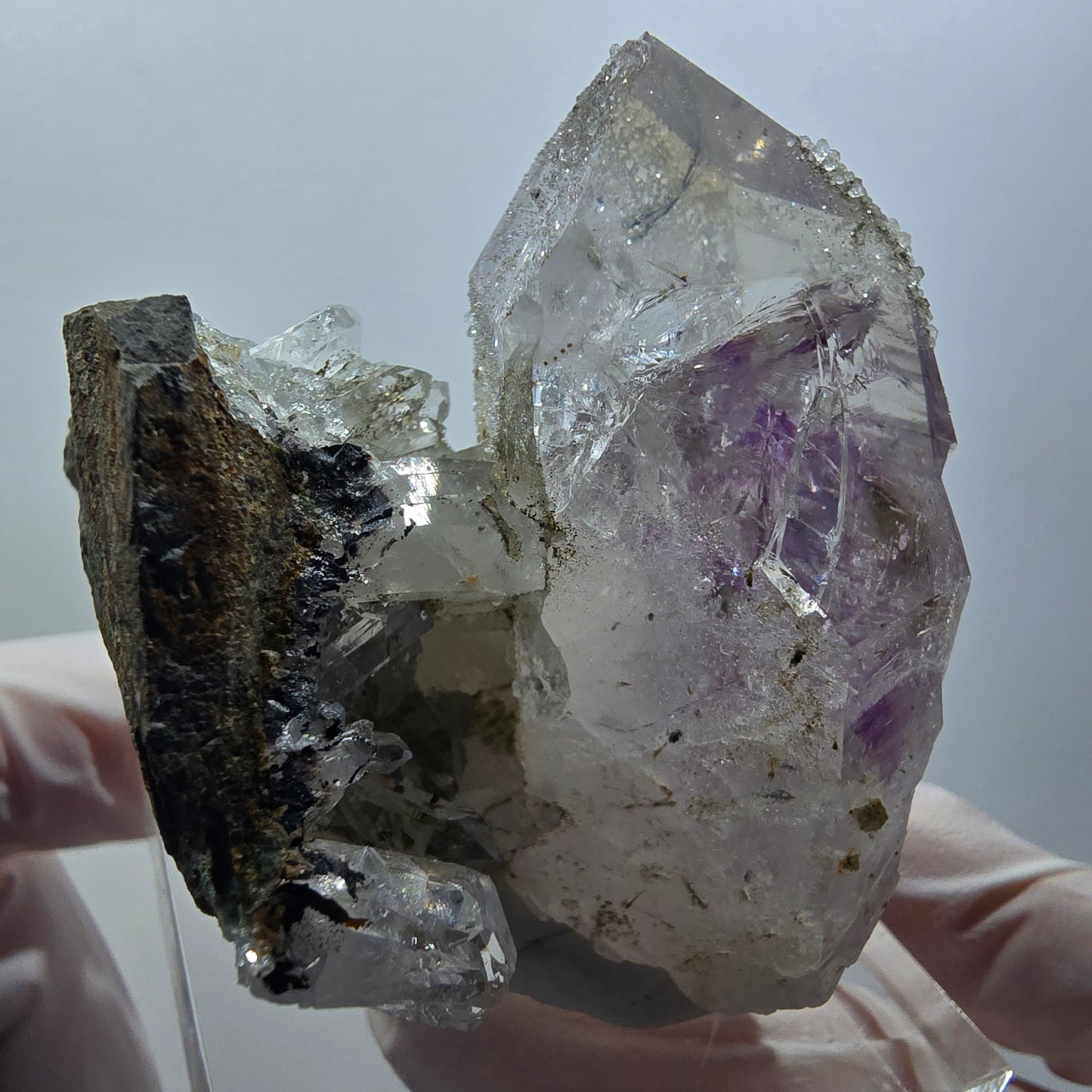 Phantom Amethyst mit Analcim, Epidot, Prehnit auf Matrix Streep Mine Namibia 61*50*46mm #12587