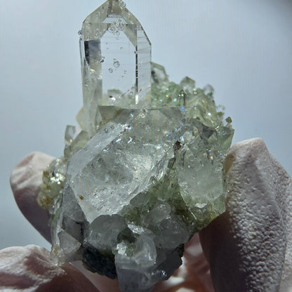 Starburst Harlequin Quartz, Analcime, Prehnite, Calcite Streep Mine Gobob., Namibia 60*41*37mm #12588