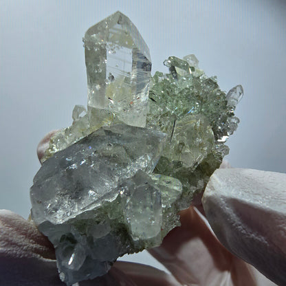 Starburst Harlequin Quartz, Analcime, Prehnite, Calcite Streep Mine Gobob., Namibia 60*41*37mm #12588