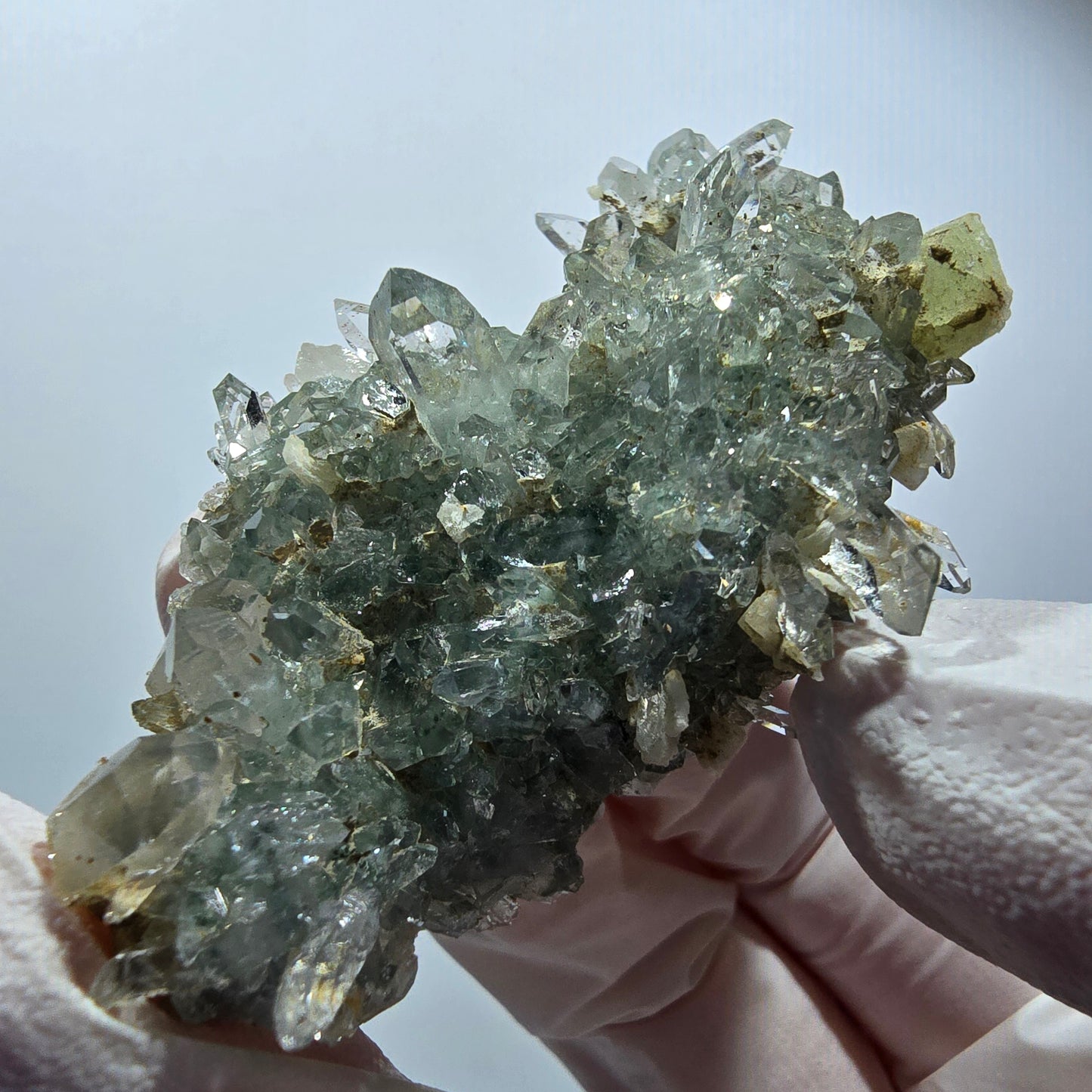 Quartz Starburst rare avec du préhnite, mine de Streep, Goboboseb, Namibie 65*36*23mm #12589