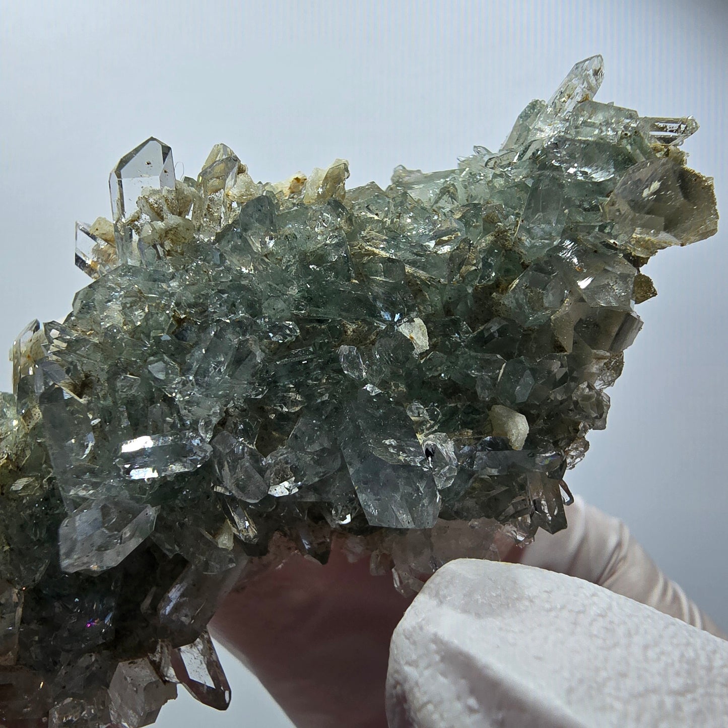 Quartz Starburst rare avec du préhnite, mine de Streep, Goboboseb, Namibie 65*36*23mm #12589