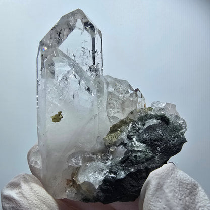 Quartz fantôme lémurien avec hématite, épidote sur matrice de la mine Streep, Gobo. Namibie 56*50*21mm #12592