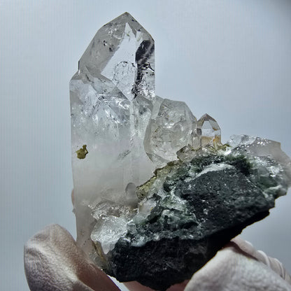 Quartz fantôme lémurien avec hématite, épidote sur matrice de la mine Streep, Gobo. Namibie 56*50*21mm #12592