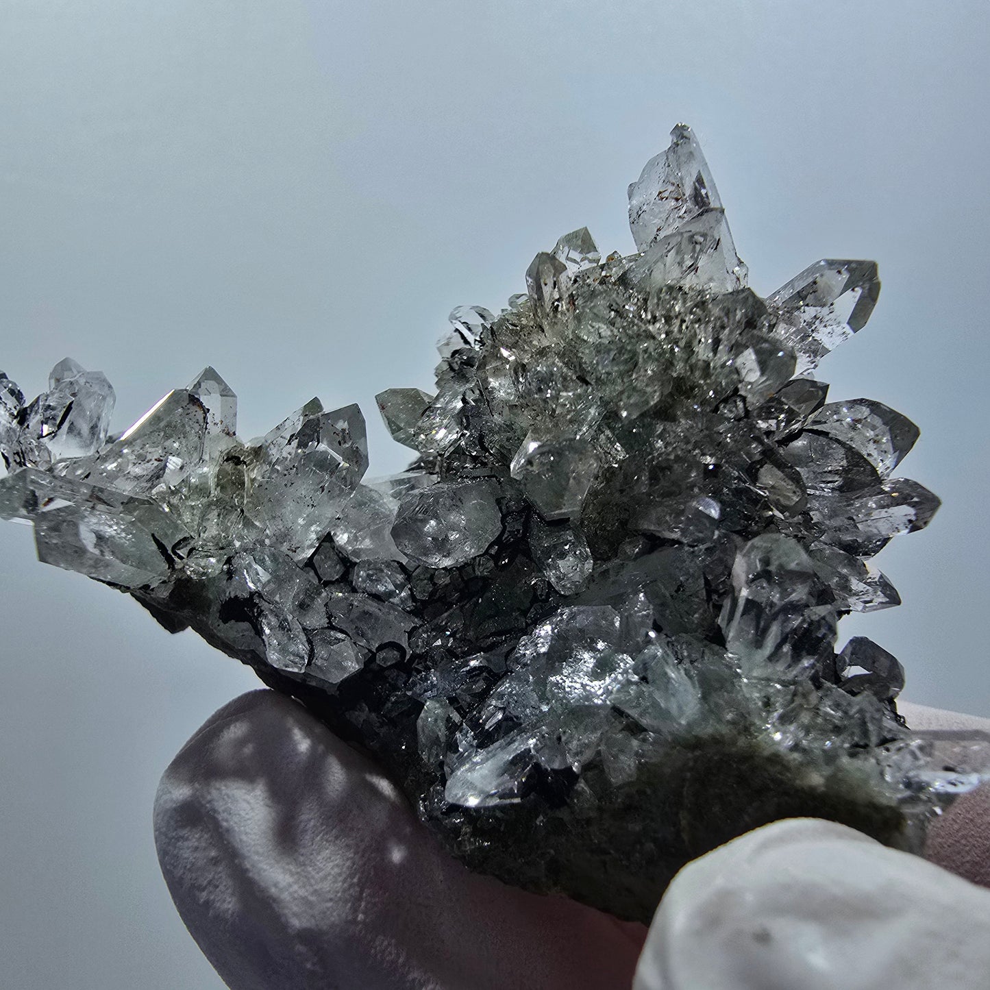 Quartz starburst avec hématite, chlorite sur matrice Streep Mine Goboboseb, Namibie 53*37*20mm #12605