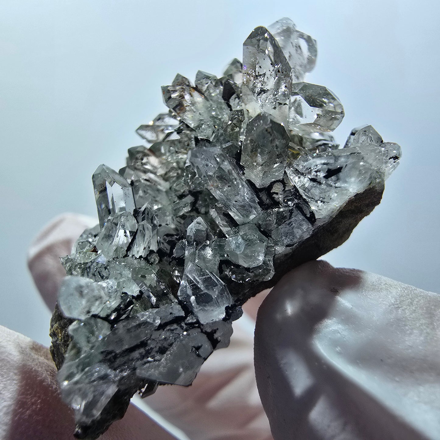 Quartz starburst avec hématite, chlorite sur matrice Streep Mine Goboboseb, Namibie 53*37*20mm #12605
