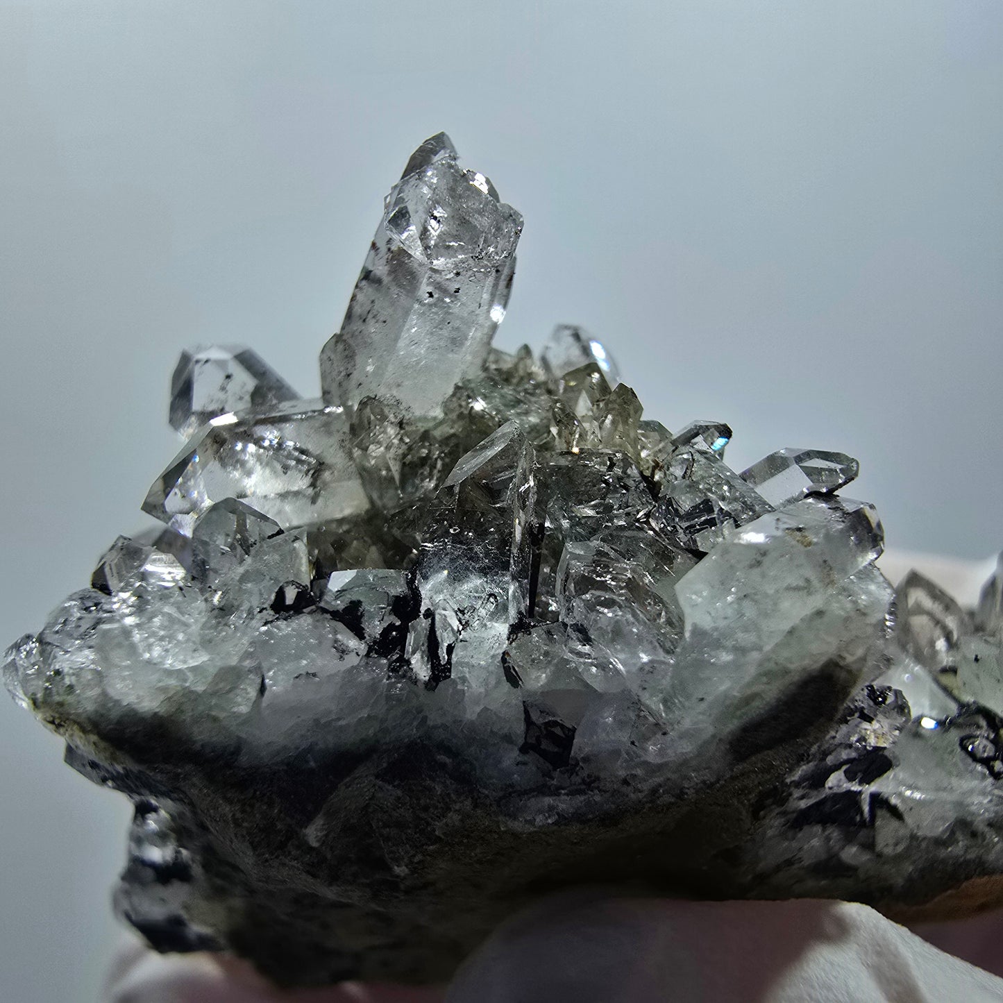 Quartz starburst avec hématite, chlorite sur matrice Streep Mine Goboboseb, Namibie 53*37*20mm #12605