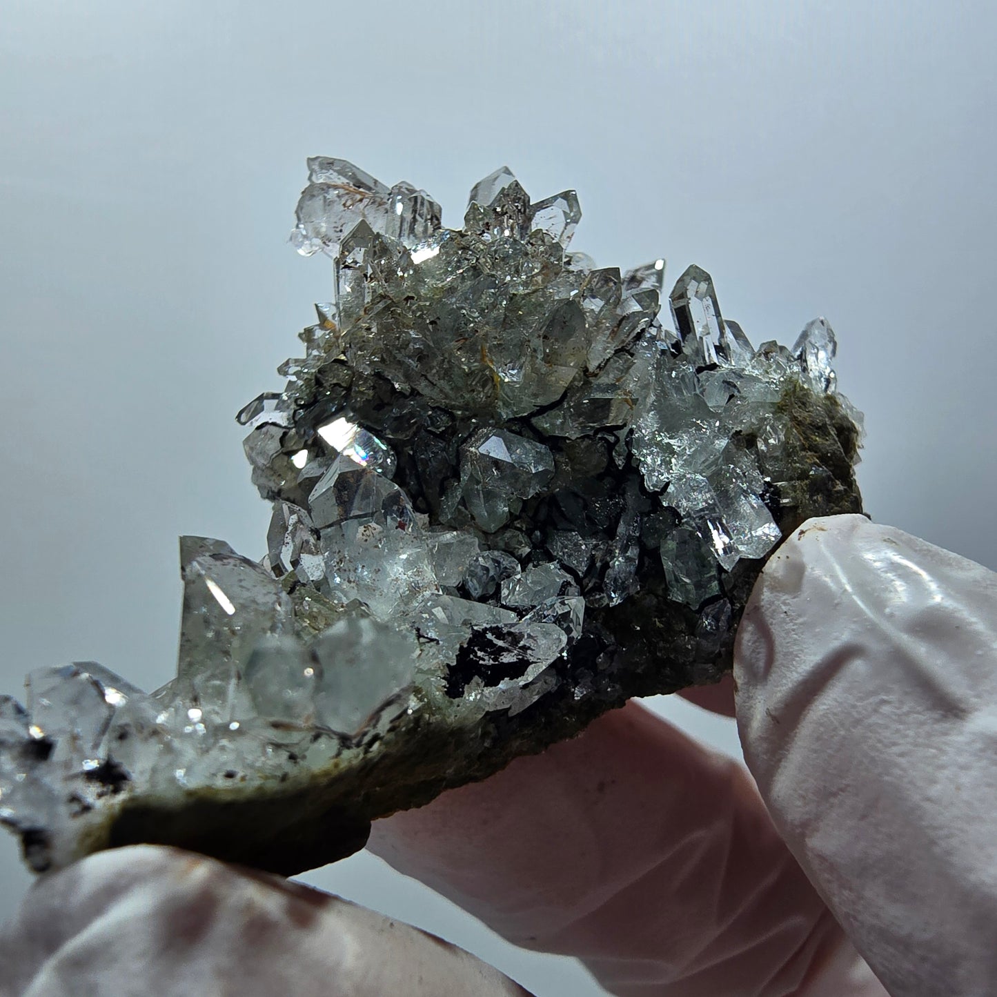 Quartz starburst avec hématite, chlorite sur matrice Streep Mine Goboboseb, Namibie 53*37*20mm #12605