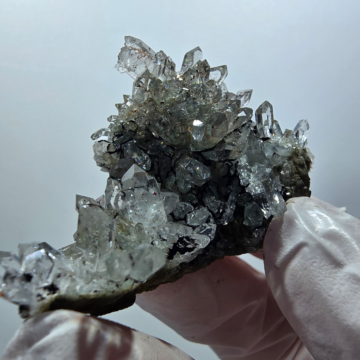 Quartz starburst avec hématite, chlorite sur matrice Streep Mine Goboboseb, Namibie 53*37*20mm #12605
