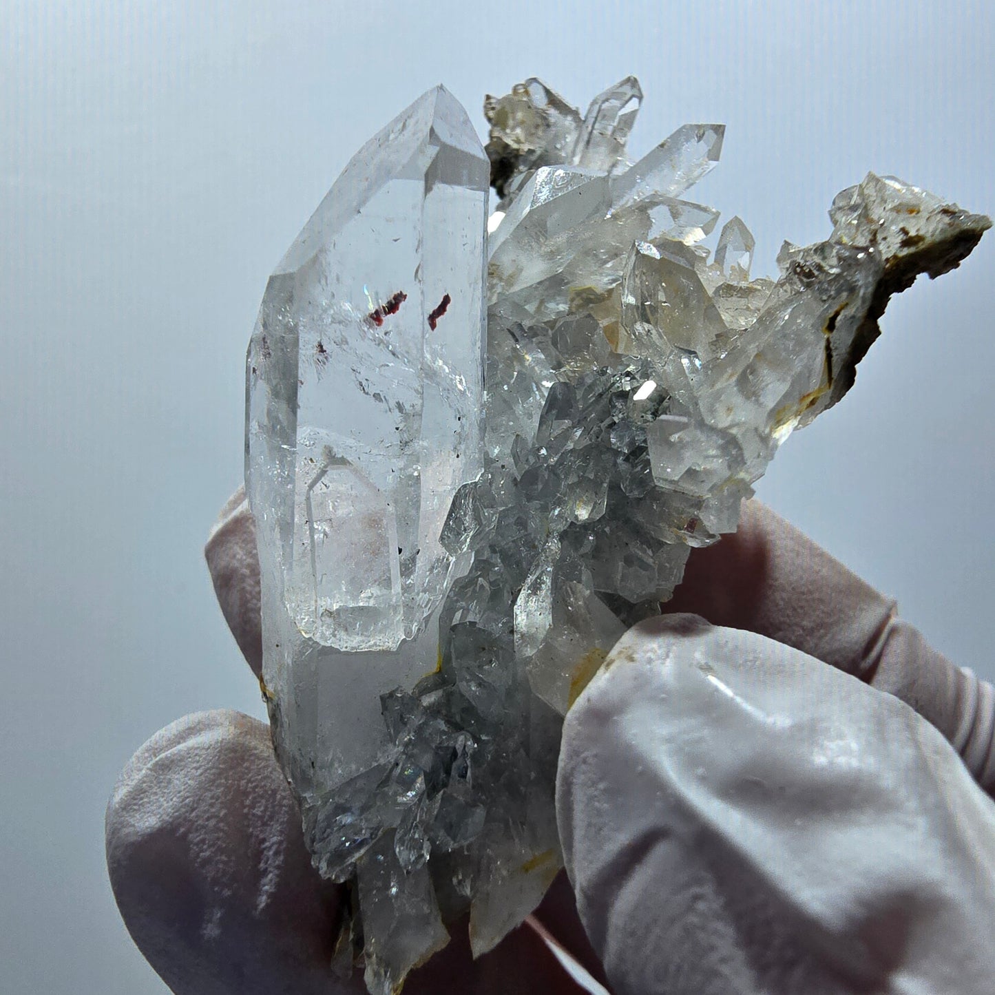 Starburst Quarz mit Hämatit, Chlorit auf Matrix Streep Mine Goboboseb, Namibia 57*35*22mm #12606