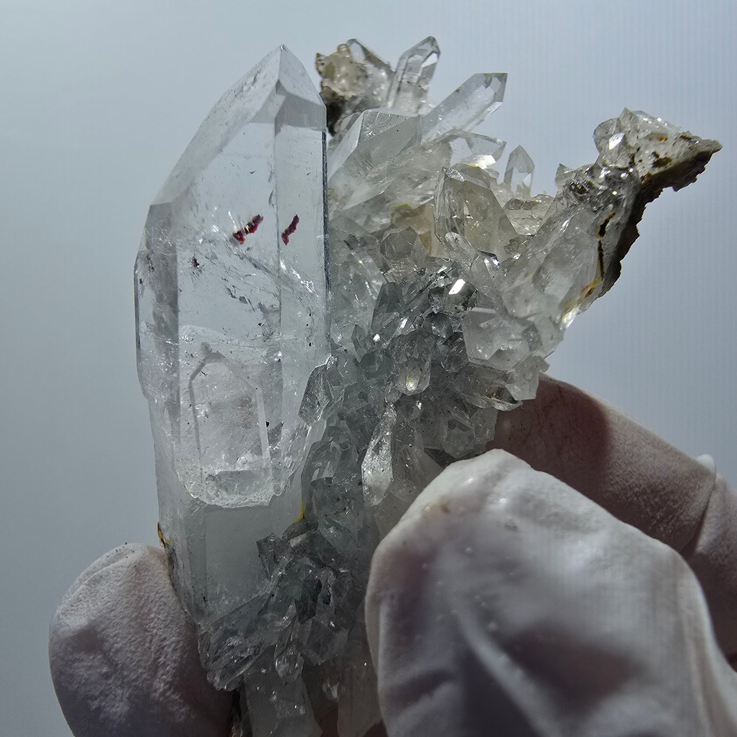 Starburst Quarz mit Hämatit, Chlorit auf Matrix Streep Mine Goboboseb, Namibia 57*35*22mm #12606