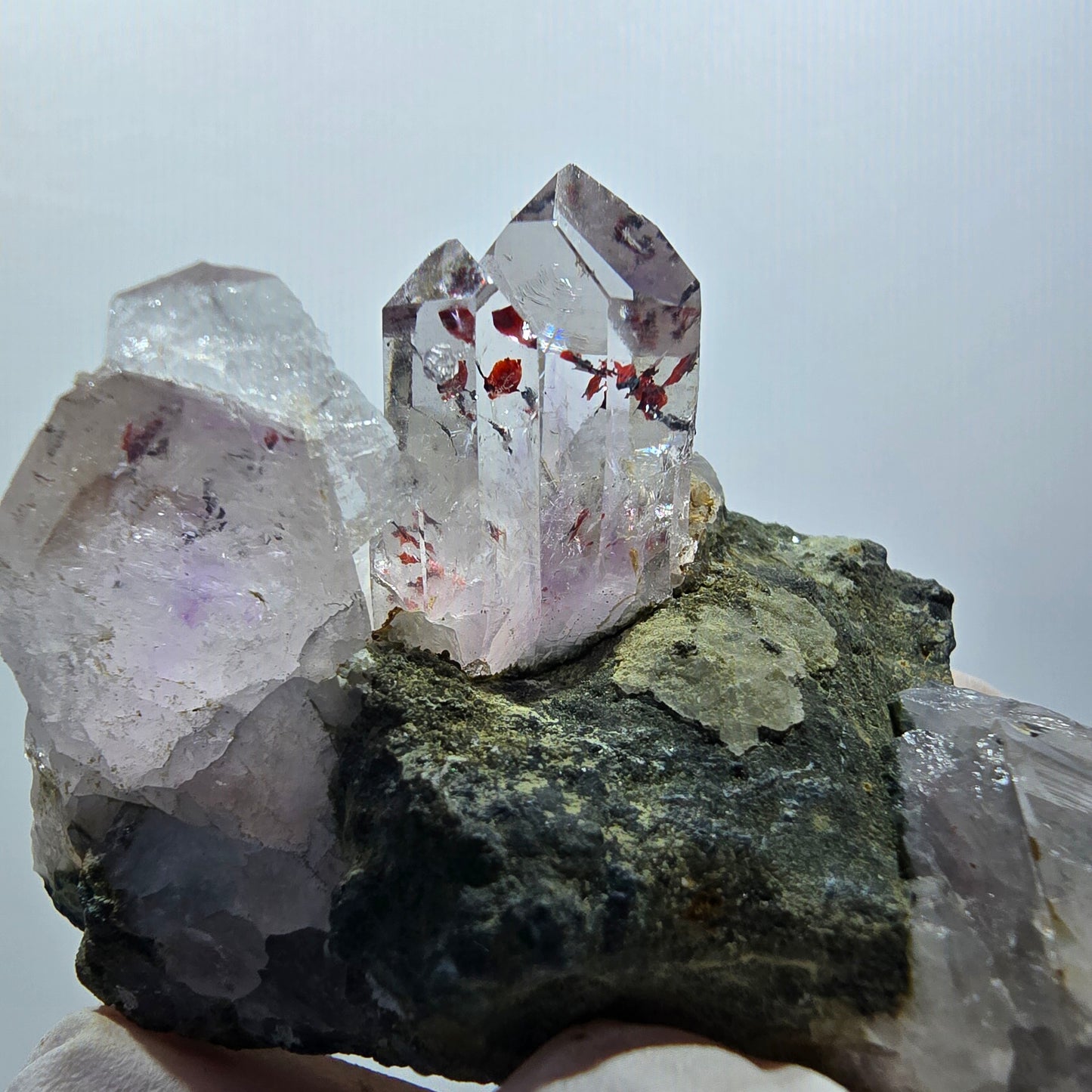 Améthyste fantôme arlequin, analcime sur matrice, mine de Streep, Goboboseb, Namibie 55*47*36mm #12608