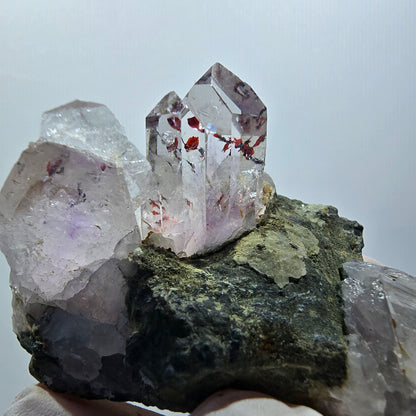 Améthyste fantôme arlequin, analcime sur matrice, mine de Streep, Goboboseb, Namibie 55*47*36mm #12608