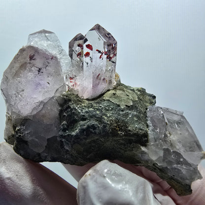 Améthyste fantôme arlequin, analcime sur matrice, mine de Streep, Goboboseb, Namibie 55*47*36mm #12608