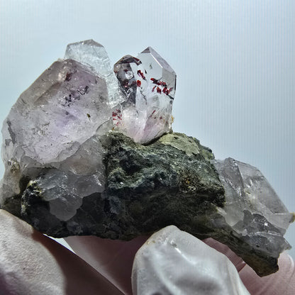 Améthyste fantôme arlequin, analcime sur matrice, mine de Streep, Goboboseb, Namibie 55*47*36mm #12608