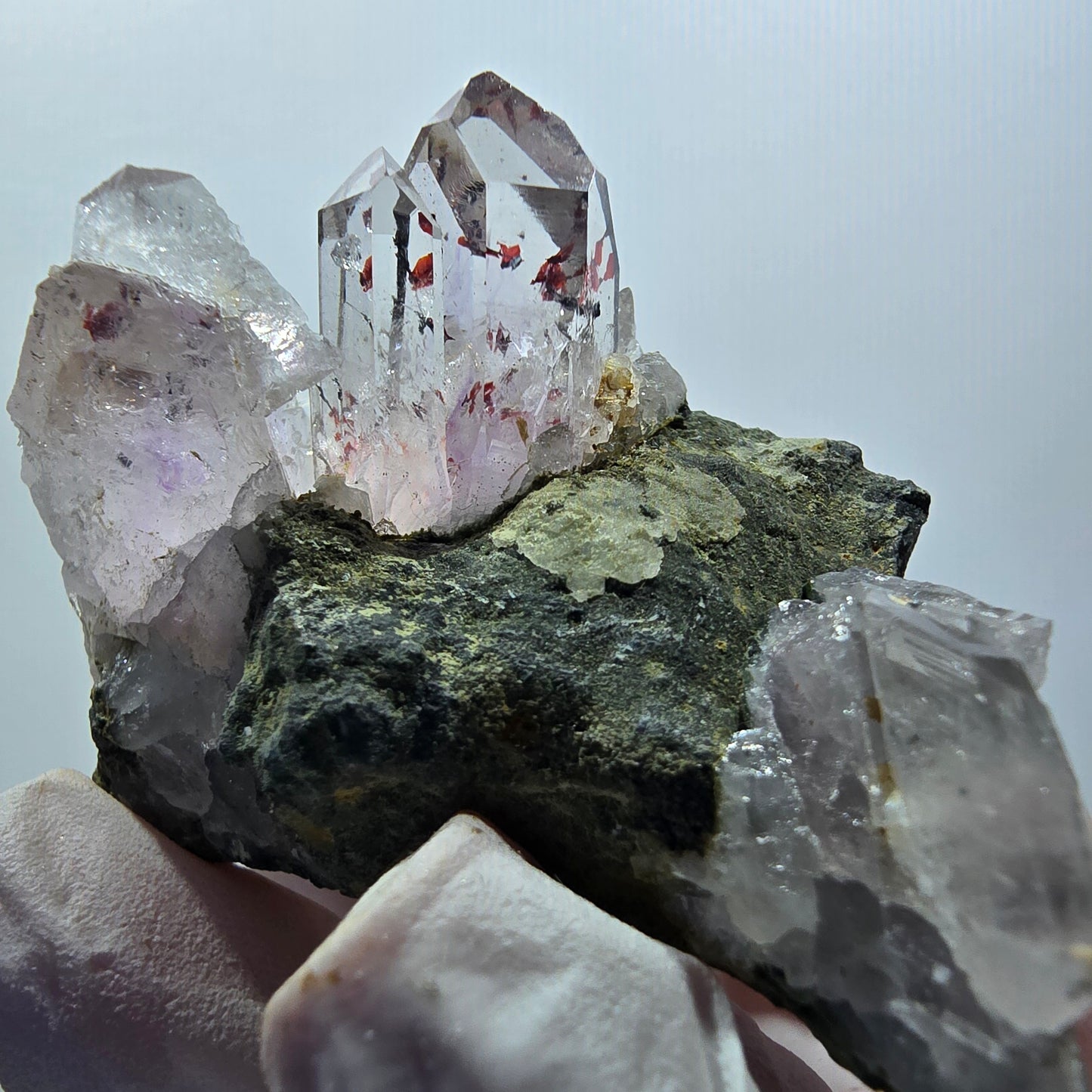 Améthyste fantôme arlequin, analcime sur matrice, mine de Streep, Goboboseb, Namibie 55*47*36mm #12608