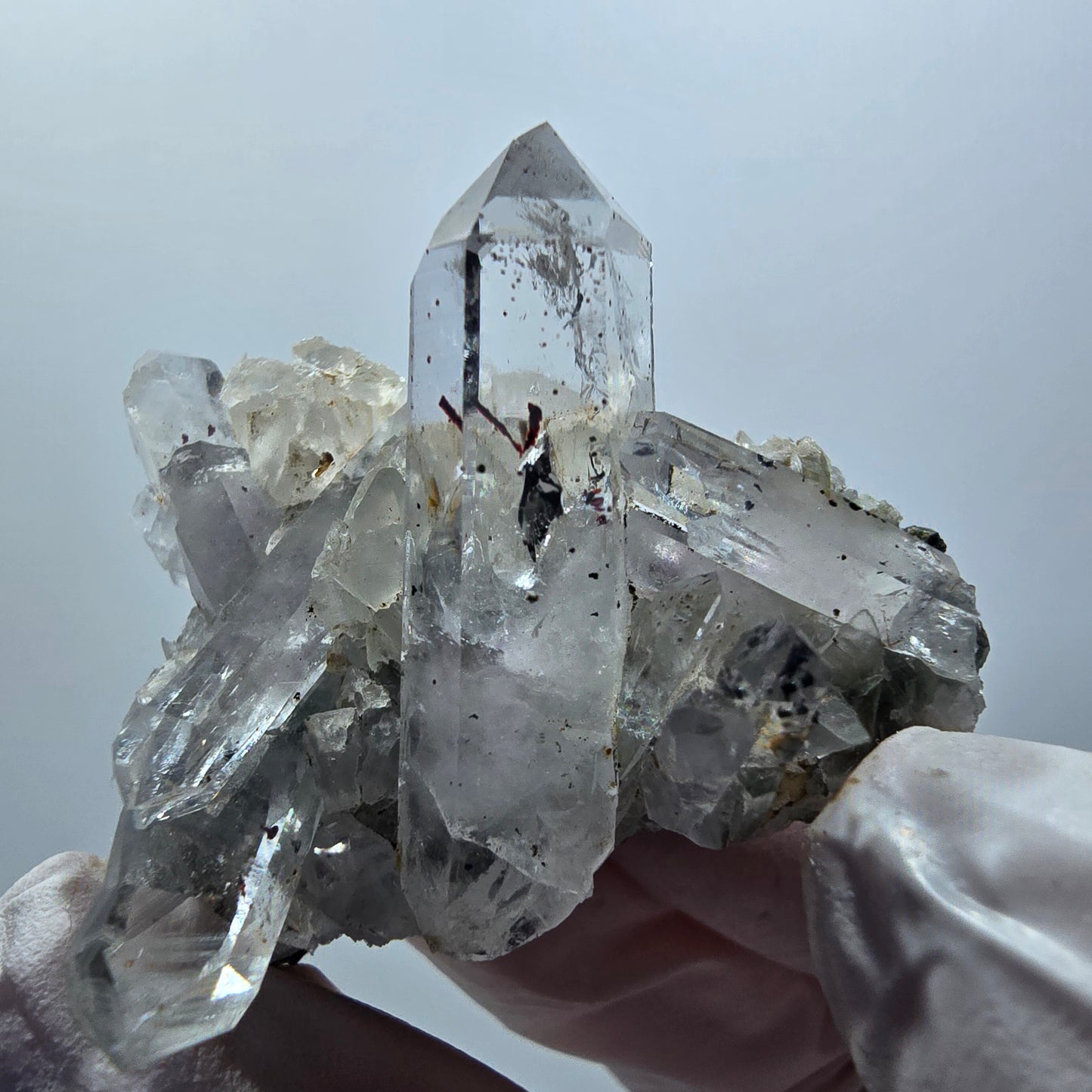 Quartz fantôme arlequin, calcite sur matrice, mine de Streep Gobob, Namibie 43*41*34mm #12609