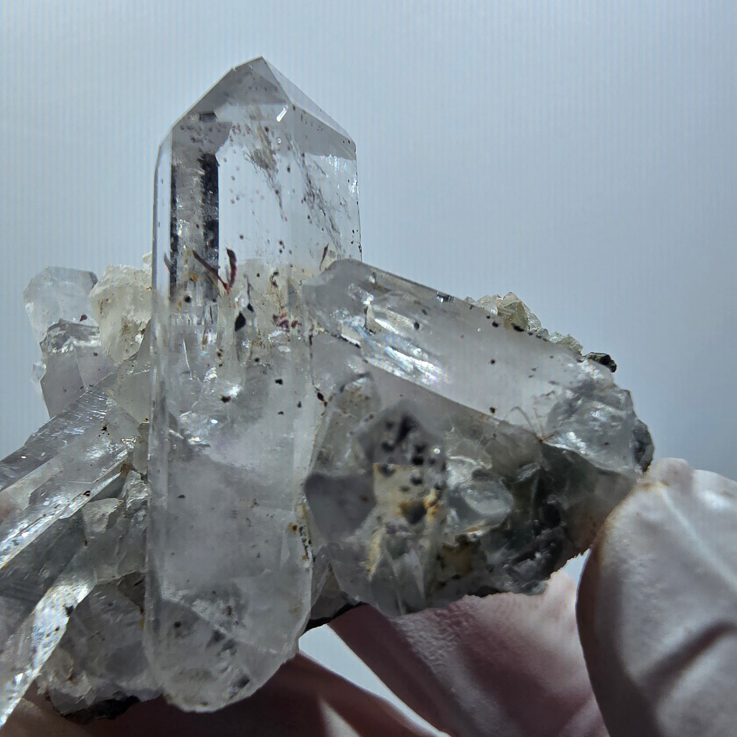 Quartz fantôme arlequin, calcite sur matrice, mine de Streep Gobob, Namibie 43*41*34mm #12609