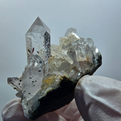 Quartz fantôme arlequin, calcite sur matrice, mine de Streep Gobob, Namibie 43*41*34mm #12609