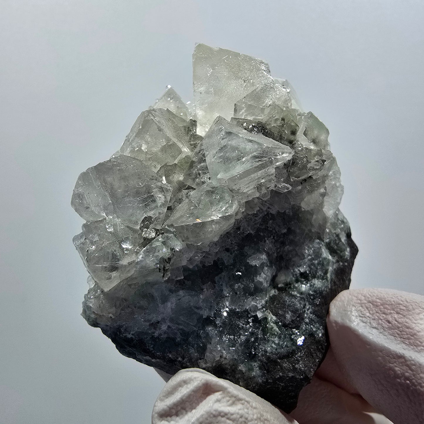 Cubes de calcite rares, analcime, prehnite sur matrice Streep Mine Gobob, Namibie 55*47*26mm #12611