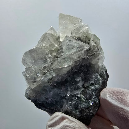 Cubes de calcite rares, analcime, prehnite sur matrice Streep Mine Gobob, Namibie 55*47*26mm #12611