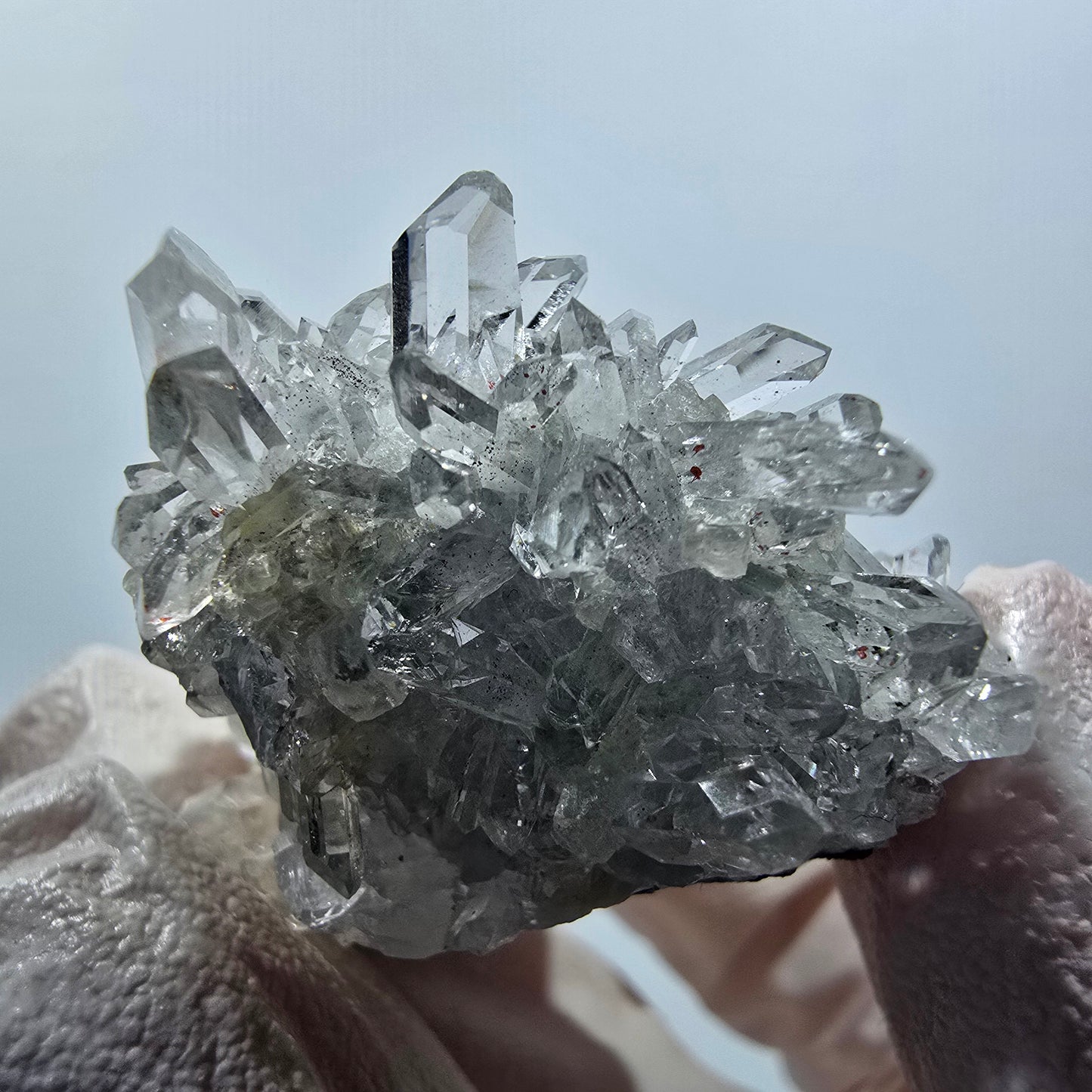 Starburst Quartz with Hematite, Calcite on Matrix Streep Mine Goboboseb, Namibia 39*31*27mm #12614