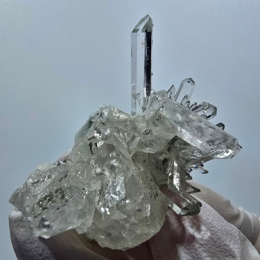 Starburst Quarz mit Calcit, Chlorit auf Matrix Streep Mine Goboboseb, Namibia 54*47*31mm #12616