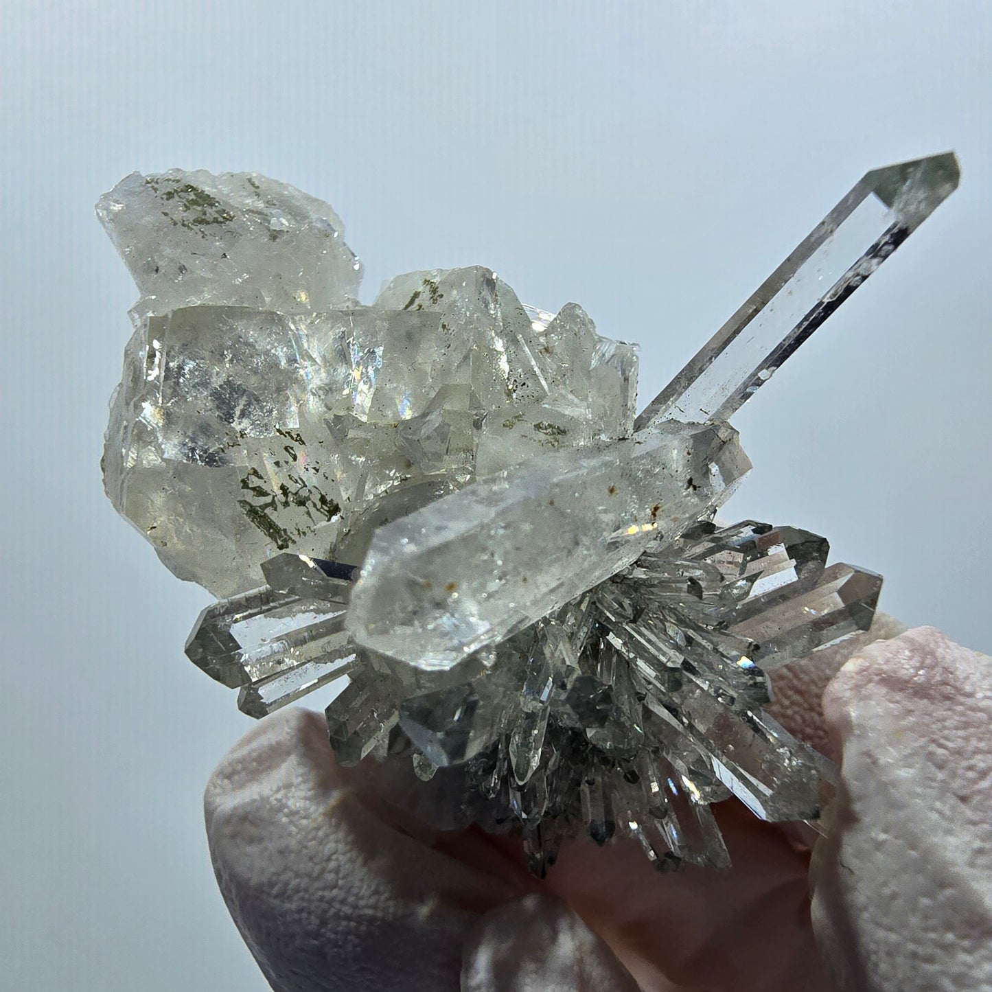Starburst Quartz with Calcite, Chlorite on Matrix Streep Mine Goboboseb, Namibia 54*47*31mm #12616
