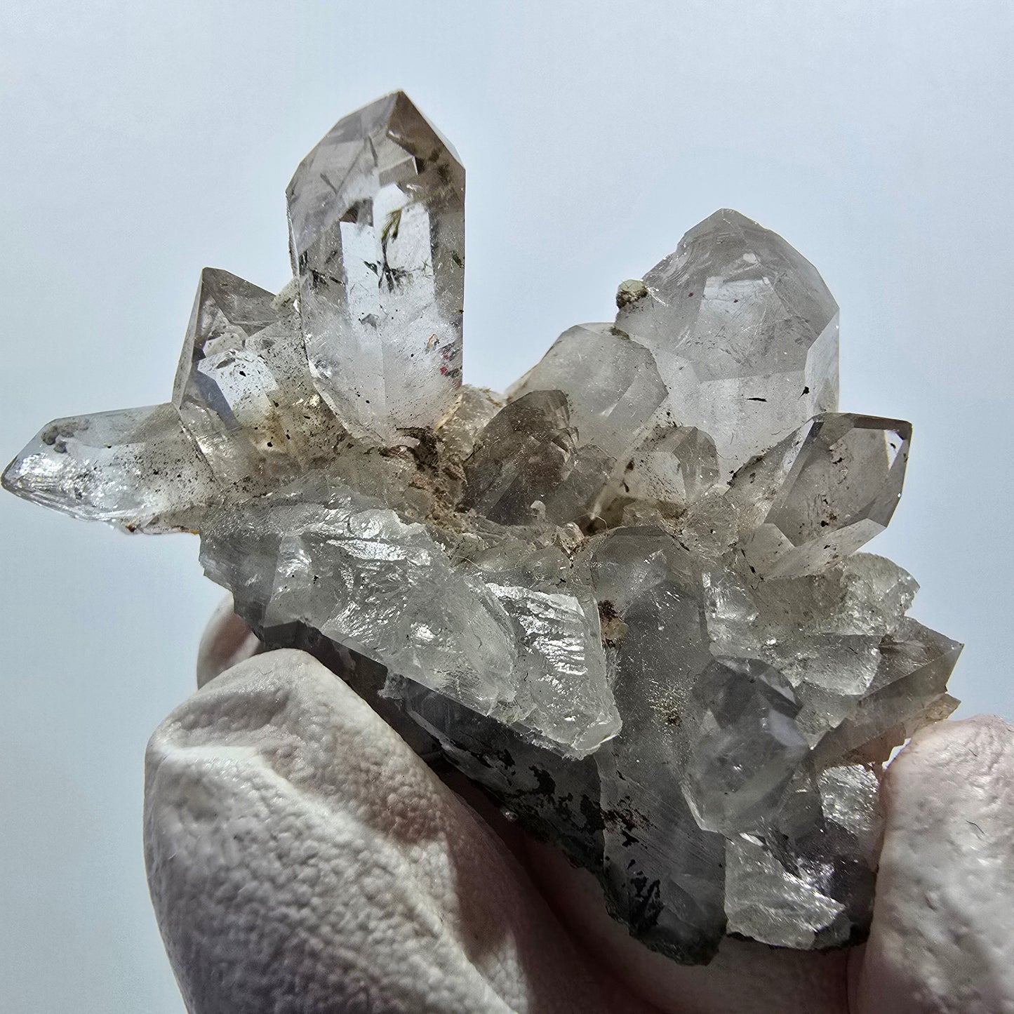 Quartz rare avec épidote, calcite sur matrice, mine Streep Goboboseb, Namibie 44*31*25mm #12619