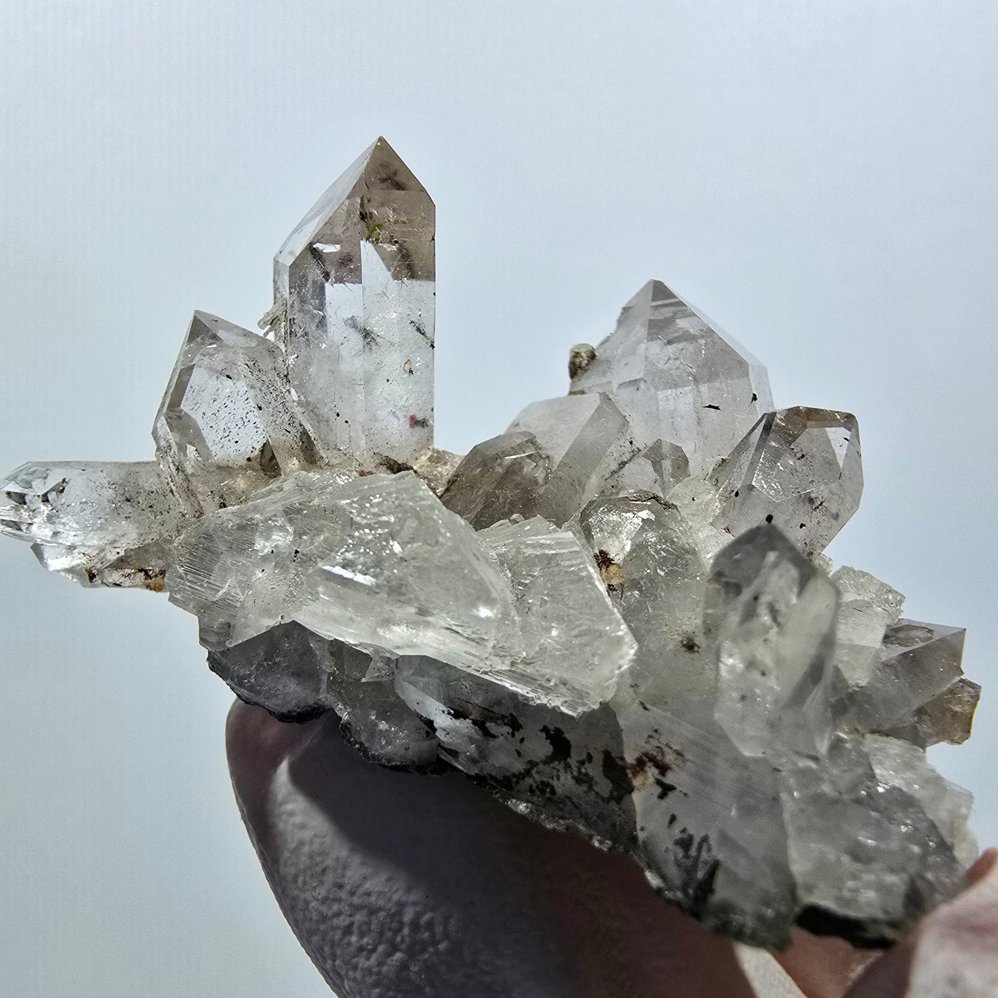 Quartz rare avec épidote, calcite sur matrice, mine Streep Goboboseb, Namibie 44*31*25mm #12619