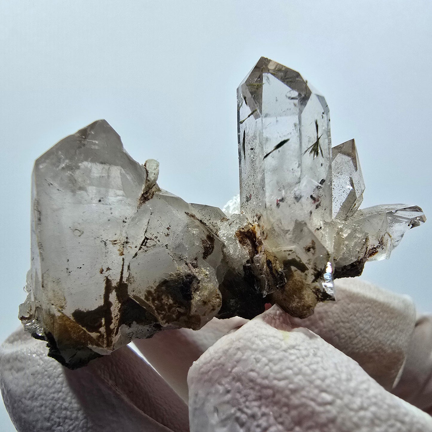 Quartz rare avec épidote, calcite sur matrice, mine Streep Goboboseb, Namibie 44*31*25mm #12619