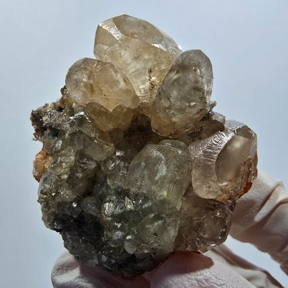 Rare Calcite avec Quartz sur matrice, mine Streep Goboboseb, Namibie 48*41*22mm #12622