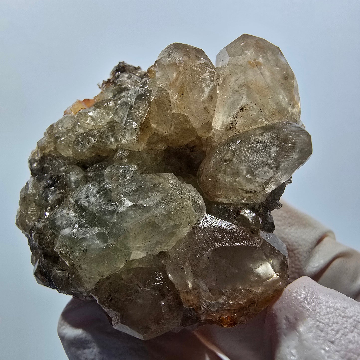 Rare Calcite avec Quartz sur matrice, mine Streep Goboboseb, Namibie 48*41*22mm #12622