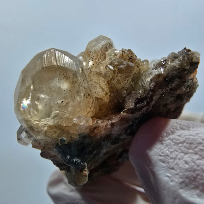 Rare Calcite avec Quartz sur matrice, mine Streep Goboboseb, Namibie 48*41*22mm #12622